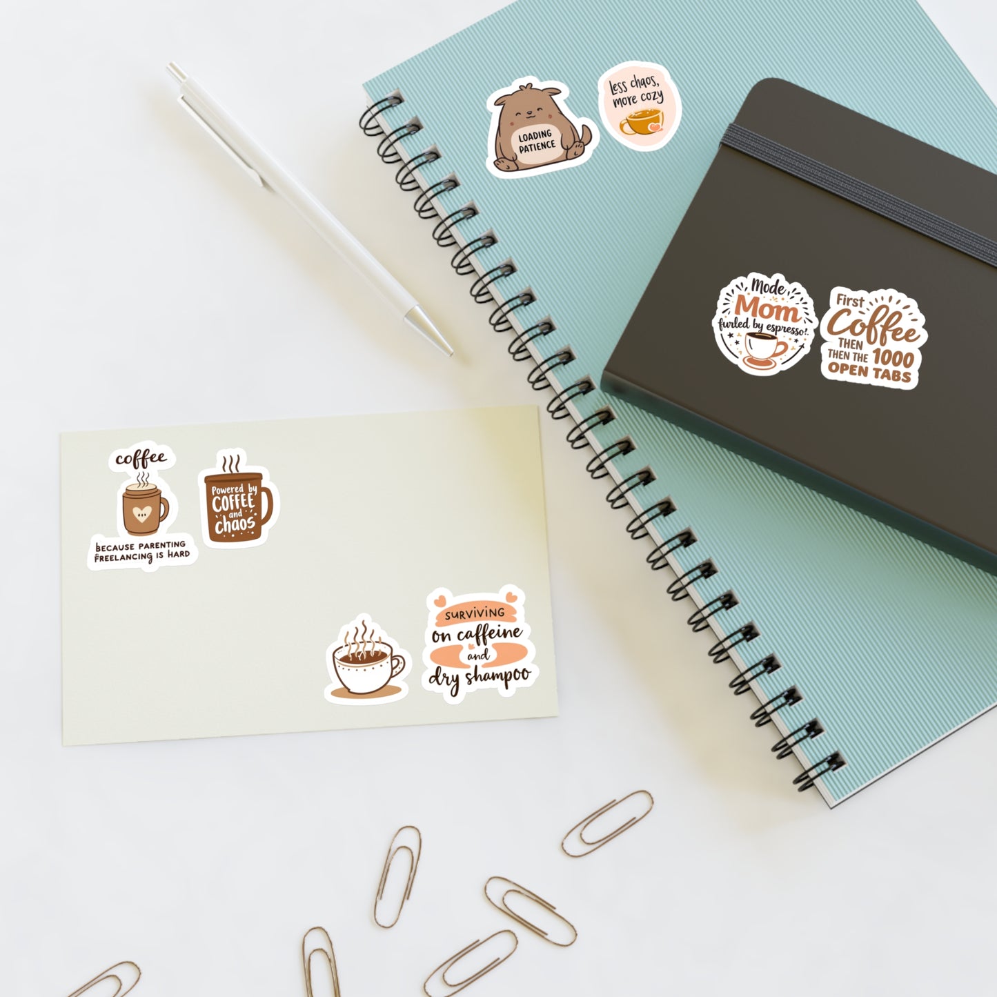 Coffee Mom Sticker Sheet — Cute Coffee & Parenting Quotes